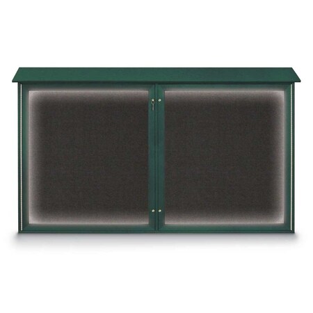 United Visual Products Sliding Door Wood Corkboard, 72"x36", Waln UV9005OCS-WALNUT-KEYLIME